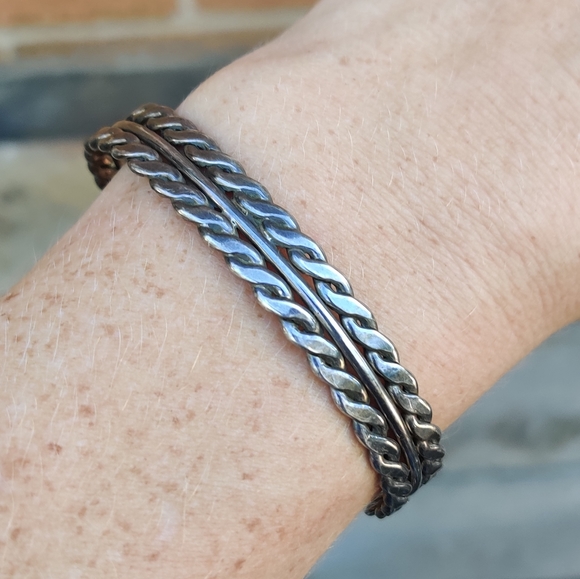 Vintage sterling braided cuff bracelet - Picture 5 of 16